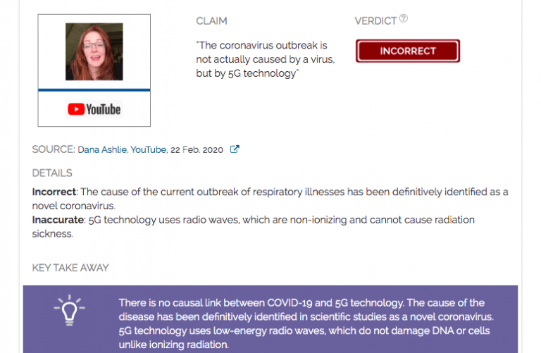 Viral claim falsely asserts that COVID-19 is due to 5G technology