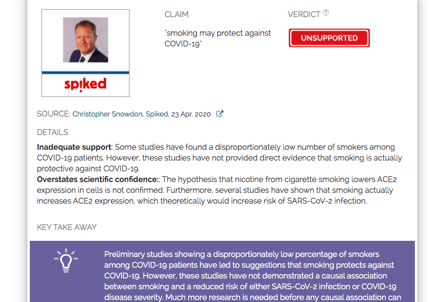 Little to no evidence that smoking protects against COVID19; may