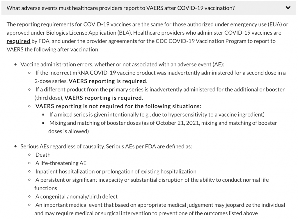 VAERS TABLE OF REPORTABLE EVENTS FOLLOWING VACCINATION visual data 7