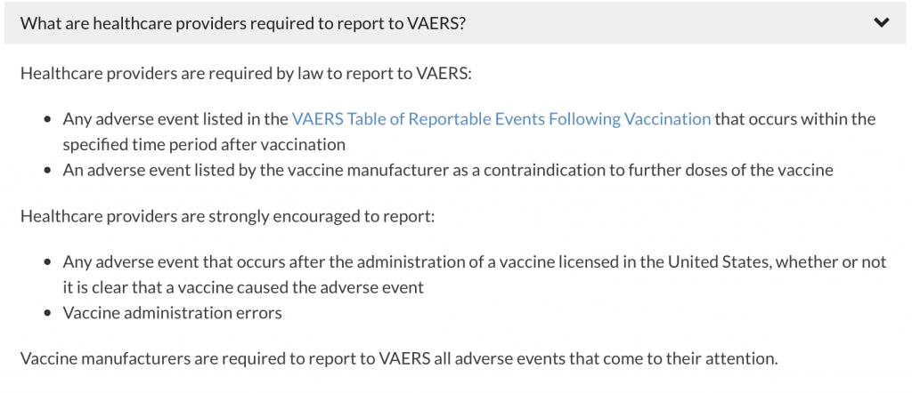 VAERS TABLE OF REPORTABLE EVENTS FOLLOWING VACCINATION visual data 6