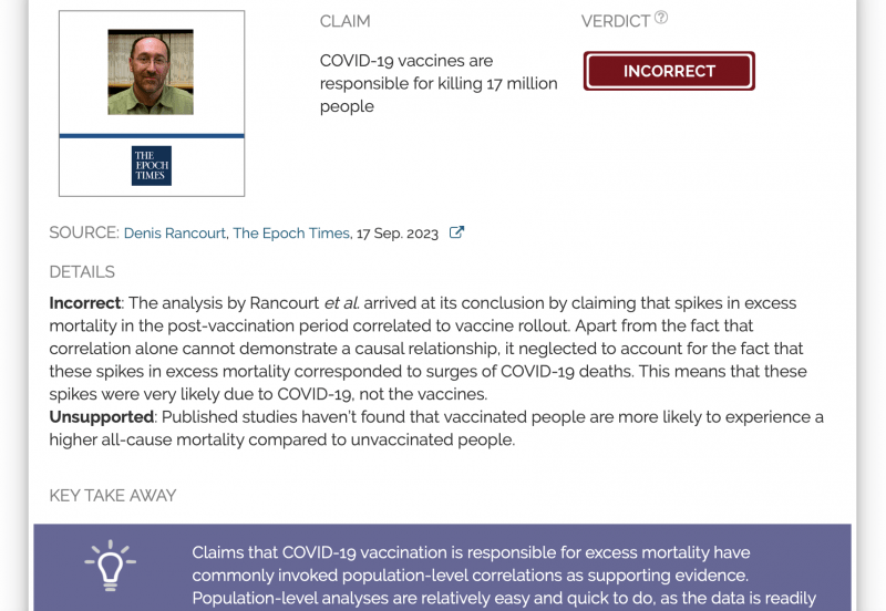 Analysis claiming to find COVID-19 vaccines killed 17 million people is highly flawed, doesn't account for COVID-19 mortality surges - Health Feedback